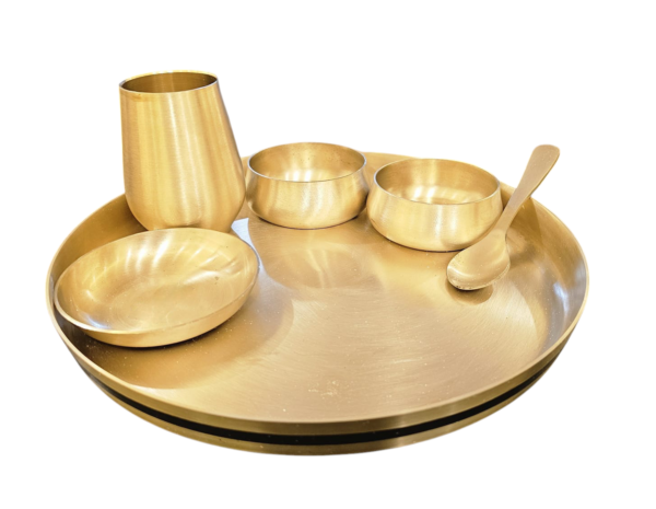 Kansa Meena Curved Bowl Thali Set