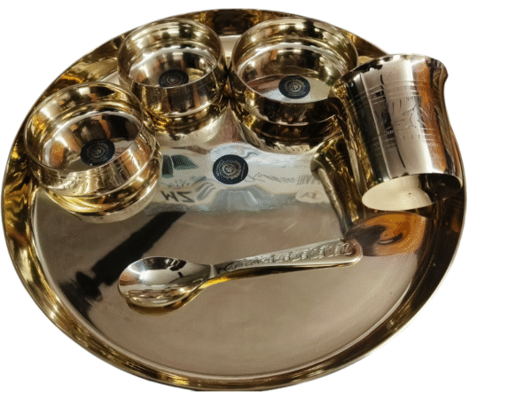 Kansa Thali Set With Luxury Hand Crafted Work Polished