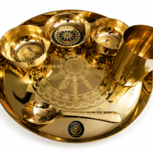 Kansa Thali Set With Rongoli Laser Design