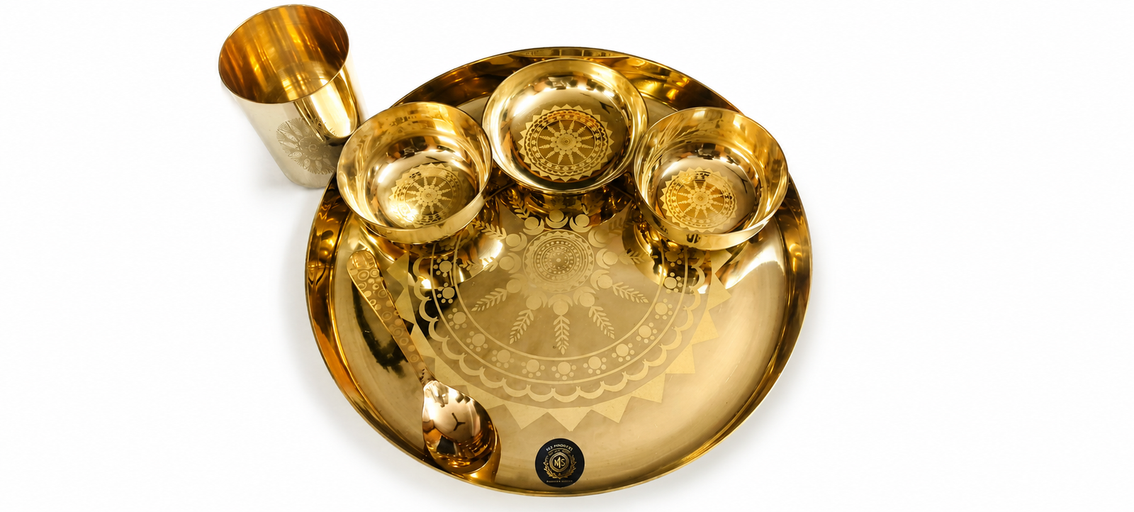Kansa Thali Set With Rongoli Laser Design - Image 3