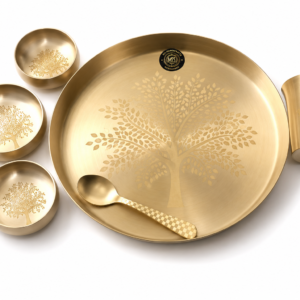 Kansa Curve Thali Set With Tree Laser Desing